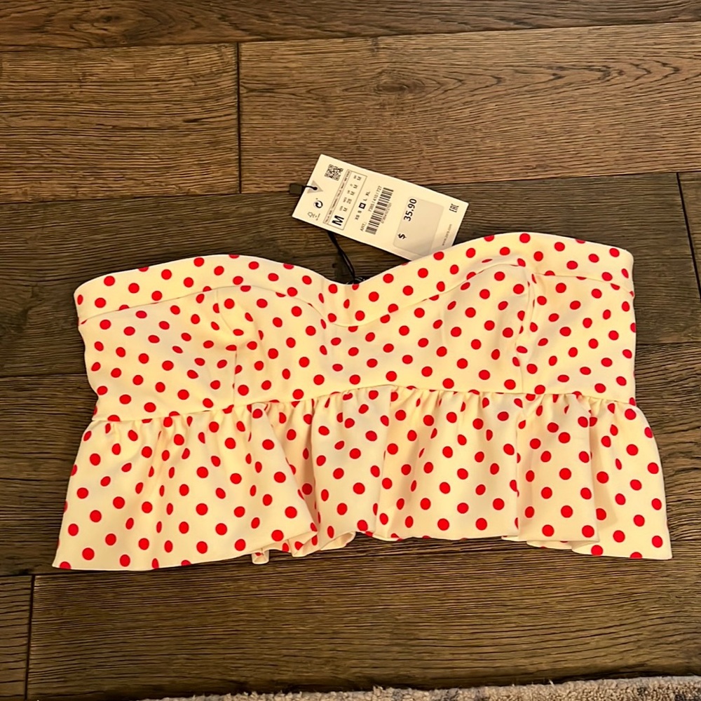 Zara red polka dot top
